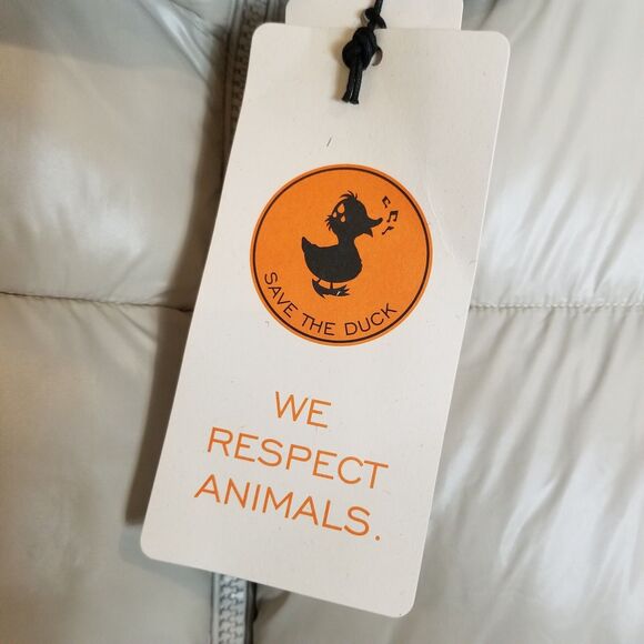 Save the Duck Women Moma Puffer Jacket Sz XL Beige Insulated Zip Up Warm - Picture 7 of 12